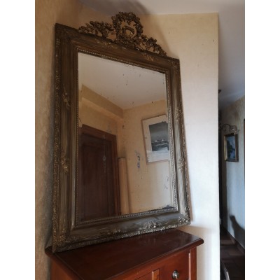 Miroir en bois doré Epoque Napoléon III à décor Rocaille