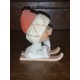 Henning carved by Hand in Norway Figurine en bois 1 enfant Skieur et rieur Folkore Norvégien