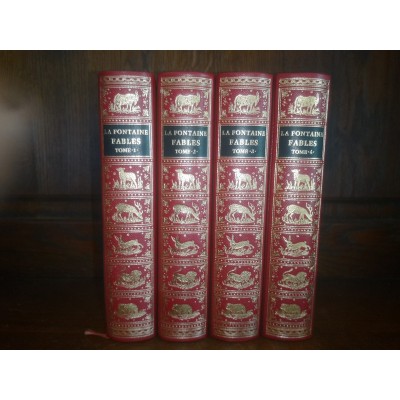 Fables de La Fontaine avec Les figures d'Oudry parues dans l'édition Dessaint et Saillant de 1755 4 Tomes Complet