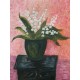 Huile sur carton, un pot de muguet