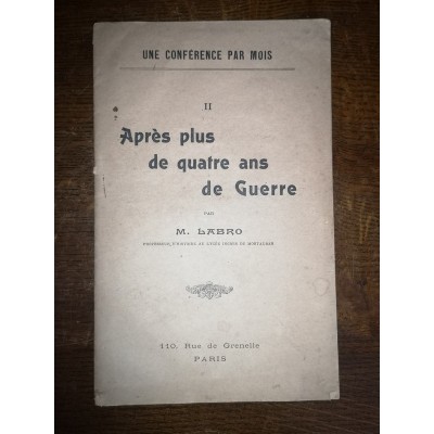 Après plus de quatre ans de Guerre par M. Labro RARE