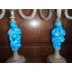 Paire de candélabres à 3 feux en marbre et laiton, avec des personnages en porcelaine Art chinois