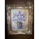 Huile sur toile bouquet de fleurs intitulée Fleurs rouges signée delattre- Duriez michelle 1991 Avec certificat au Verso