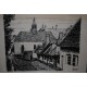 Encre de chine La RUE du clape-en-bas à Montreuil-sur-mer par jean Leroy en 1957