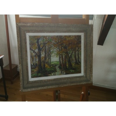 Huile sur bois le sous bois