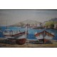 Aquarelle Marine Vue de port signée par Legentil