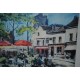 Eau forte aquatinte en couleurs Vue de Montmartre par Baron marcel Julien (1872-1956)