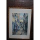 Eau forte aquatinte en couleurs  Ruelle du Vieux Paris Signée Baron marcel Julien (1872-1956)