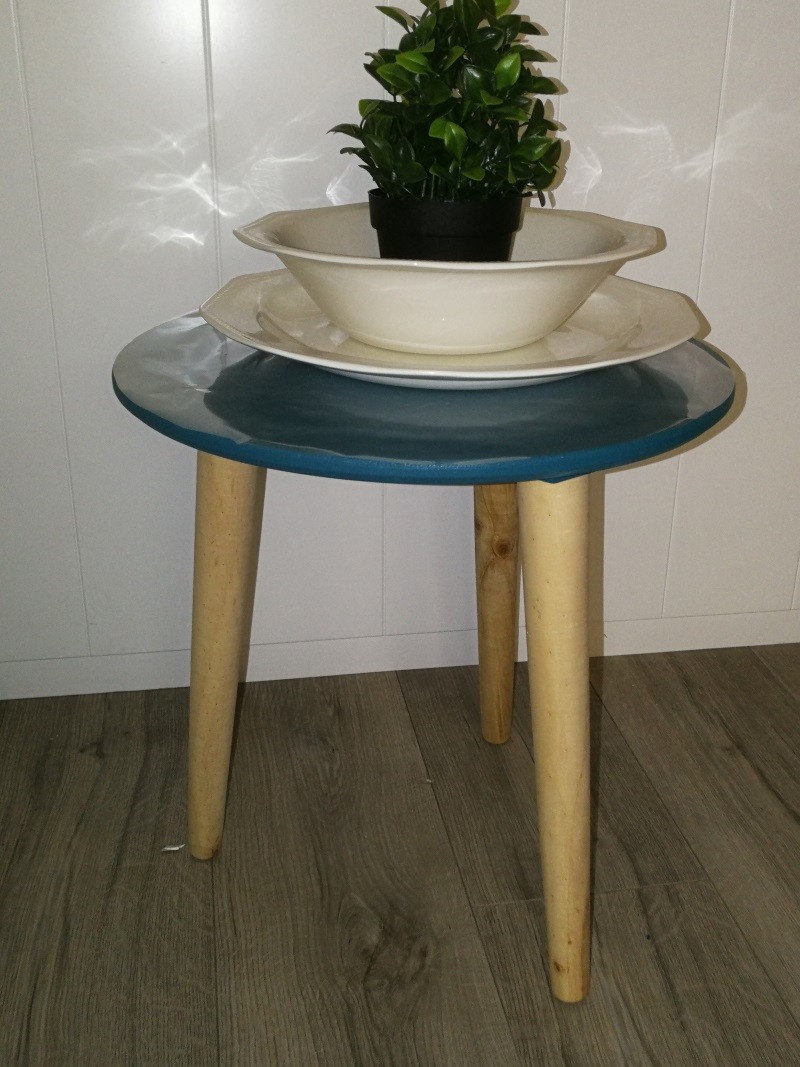 Piétement En Tripode Atypique84 Table Naturel Bois Basse Bleu cAjL5R43qS