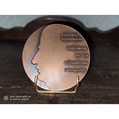 Médaille Georges Pompidou Président de la République en Cuivre 1970 Liberté Egalité Fraternité