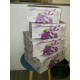 4 boîtes rectangulaires de rangement à décor lilas