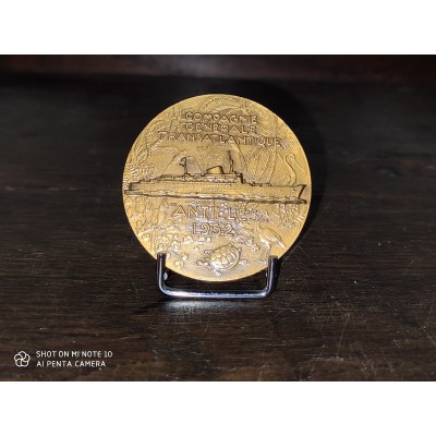 Médaille Compagnie Générale Transatlantique Antilles 1952 en Bronze
