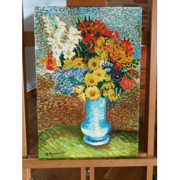 Huile sur contreplaqué Vase de fleurs