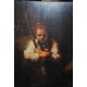 Impression collée sur isorel Une fille avec un balai 1651 par Rembrandt Van Rijn