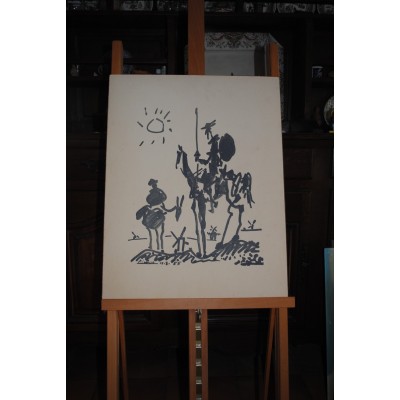 Pablo Picasso (1881-1973) d'après Don Quichotte et Sancho panza pansa Lithographie 1955 Signée et datée dans la planche