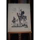 Pablo Picasso (1881-1973) d'après Don Quichotte et Sancho panza pansa Lithographie 1955 Signée et datée dans la planche