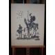 Pablo Picasso (1881-1973) d'après Don Quichotte et Sancho panza pansa Lithographie 1955 Signée et datée dans la planche