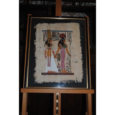Peinture égyptienne sur papyrus signée s. Sharib et peinte à la main