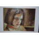 Pastel par françoise Brie Guillaume(1957) ou françoise Guillaume ou FBG intitulée La ligne jaune Portrait de jeune femme
