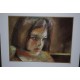 Pastel par françoise Brie Guillaume(1957) ou françoise Guillaume ou FBG intitulée La ligne jaune Portrait de jeune femme