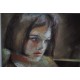 Pastel par françoise Brie Guillaume(1957) ou françoise Guillaume ou FBG intitulée La ligne jaune Portrait de jeune femme