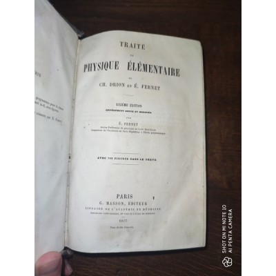 Traité de Physique élémentaire par ch. Drion et E. Fernet