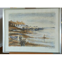 Paysage marin de Bretagne Lithographie épreuve d'artiste de Steinlen