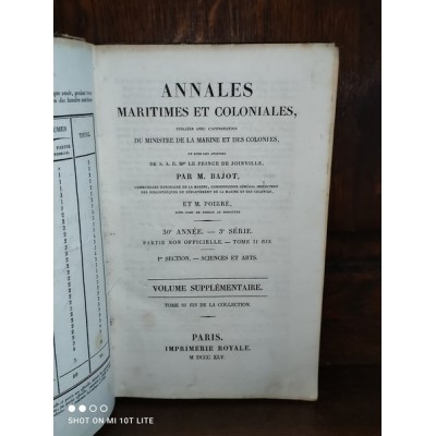 Annales maritimes et coloniales par M. Bajot et M. Poirré 1845 Volume supplémentaire