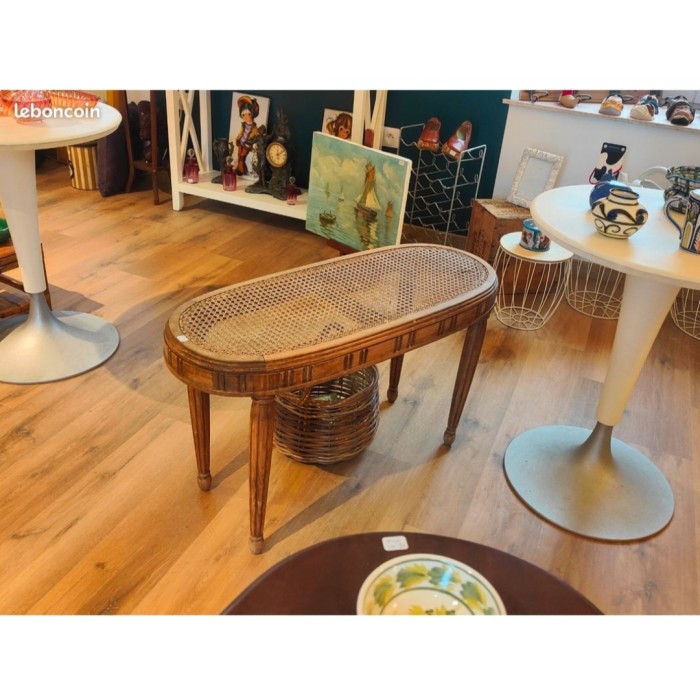 Banquette de piano ancienne en cannage