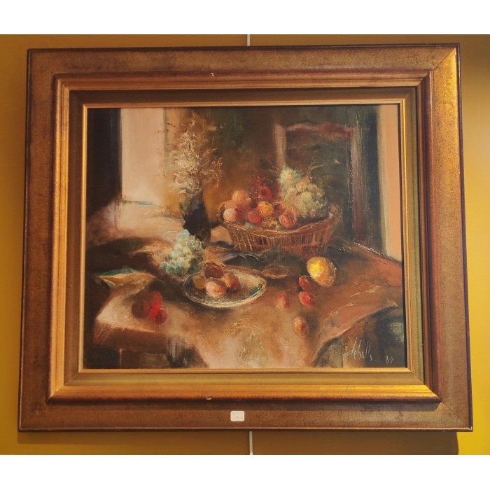 Huile sur toile nature morte par alain Delsalle (1943)