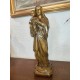 Très belle et GRANDE sculpture de la Vierge à l'enfant à patine dorée