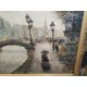 Magnifique et romanesque tableau Vue d'1 femme se promenant sur les quais de Paris Huile sur toile signée
