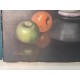 Magnifique Huile sur toile nature morte Bol et pommes signée Calvau