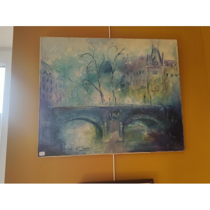 Huile sur toile Paysage féérique par Catherine Gil Franco Le Pont Neuf à Paris