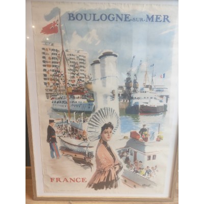 Affiche ancienne et originale de Boulogne sur Mer par Albert Brenet La Photolith