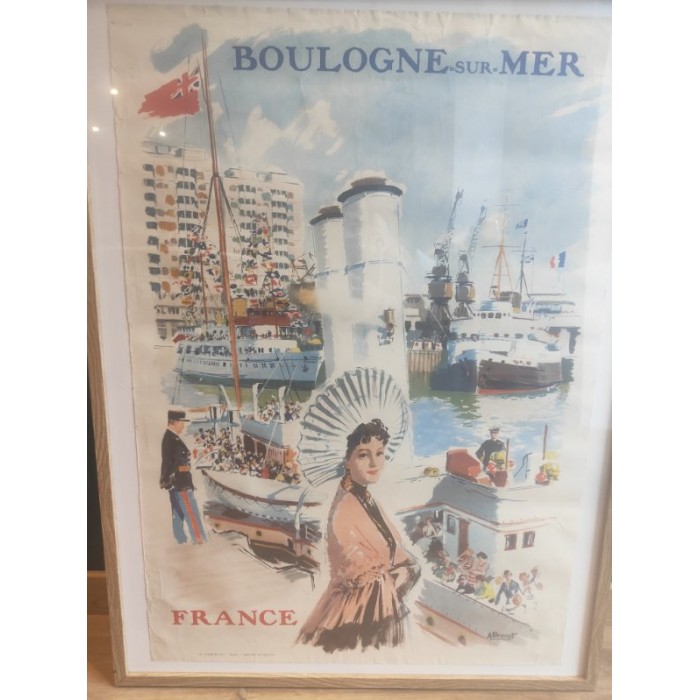 Affiche ancienne et originale de Boulogne sur Mer par Albert Brenet La Photolith