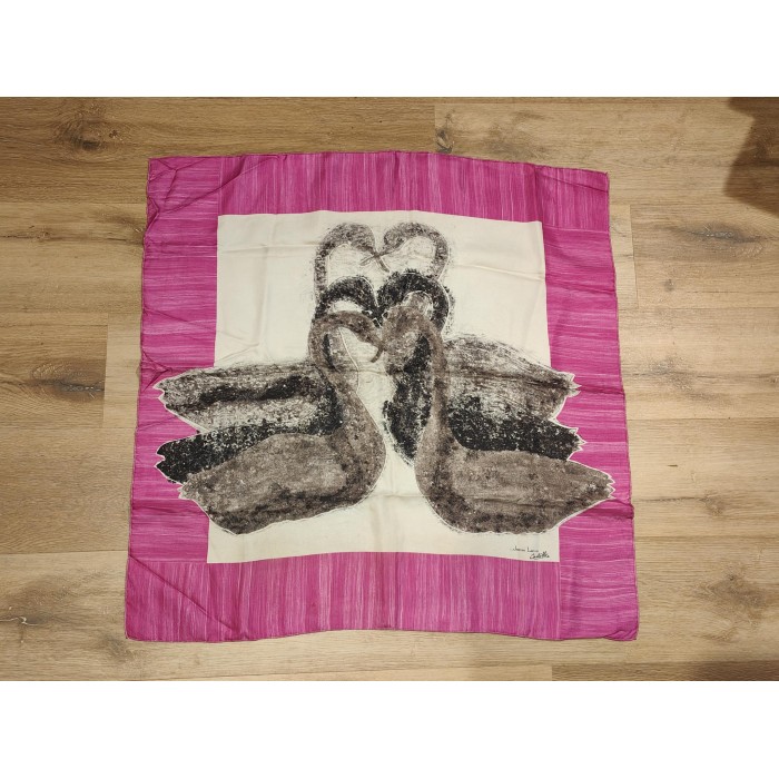 Carré foulard par jeanne Lanvin Castillo à décor de cygnes
