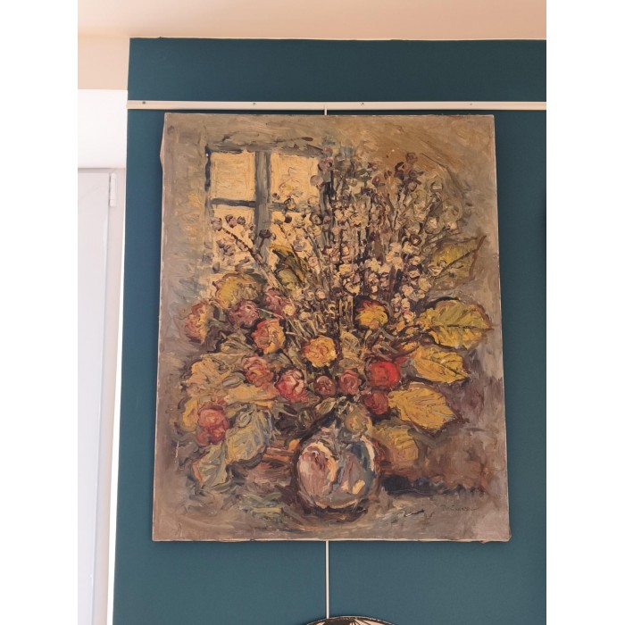 Huile sur toile Bouquet de fleurs par rené Demeurisse (1895-1961) Artiste côté