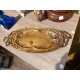 Plateau Vide poche en Bronze doré signé a. laurent à décor de gui qui se répète de chaque côté afin de former les anses Art déco