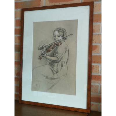 LA JEUNE VIOLONISTE PAR MAURICE DENIS (DESSIN)