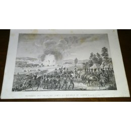 GRAVURE ANCIENNE NAPOLEON RETRAITE DES FRANCAIS APRES LA BATAILLE DE LEIPSICK