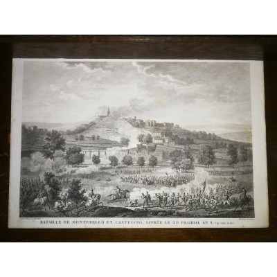 GRAVURE ANCIENNE NAPOLEON BATAILLE DE MONTEBELLO ET CASTEGGIO