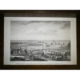 GRAVURE ANCIENNE NAPOLEON EMBARQUEMENT DES ANGLAIS EN HOLLANDE