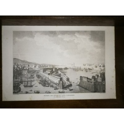 GRAVURE ANCIENNE ENTREE DES FRANCAIS DANS LIVOURNE