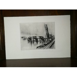Paris Le Port par François Soulas Eau forte numérotée