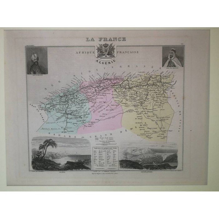 Carte ancienne Authentique de L'Afrique Française L'Algérie 1861