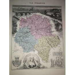 Carte ancienne Authentique de l'Indre et Loire 1861