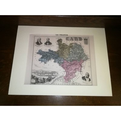 Carte ancienne Authentique du Gard 1861