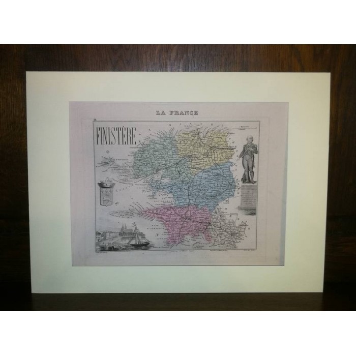 Carte ancienne Authentique du Finistère 1861