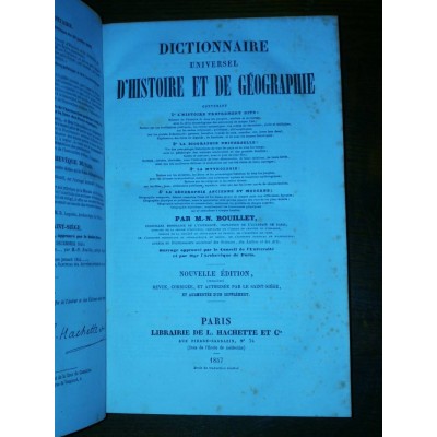 Dictionnaire universel d'Histoire et de Géographie par M.N. Bouillet Complet 2 tomes